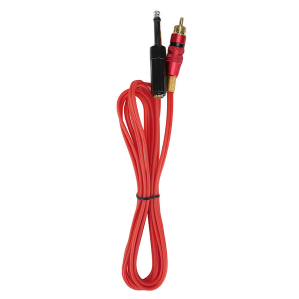 Tattoo Motor Machine Clip Cord Tattoo Machine Connection Hook Line Straight Head RCA (Red)