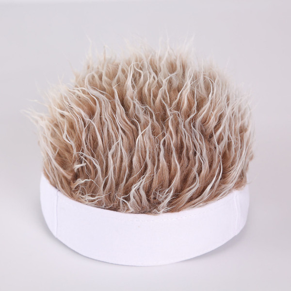 Headband Wig Man Cotton Handsome Imitation Retro Short Fake Hair Hip Hop Beanie Funny White Hat Brown Hair Adjustable