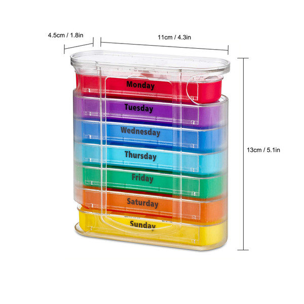 7 Days Week Pill Box Portable Pills Storage Drawer Type 28 Grids Medicine Tablet Dispenser Case Vitamin Organizer for Travel