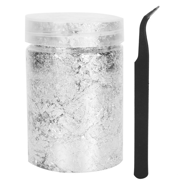Nail Art DIY Gold Flakes Shiny Silver Foil Glitter Decoration Manicure Tool Silver Aluminum 10g