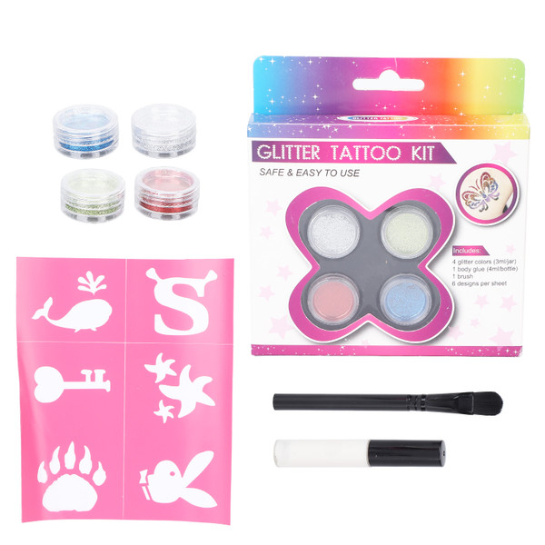 4 Color Glitter Powder Kit Face Body Painting Tattoo Glitter DIY Cosplay Party Makeup