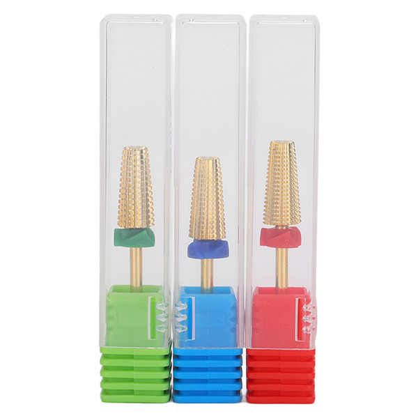 Nail Drill Bits Electric Professional Nail Tungsten Carbide Drill Bits for Nails Cuticle Remover Manicure PedicureGold
