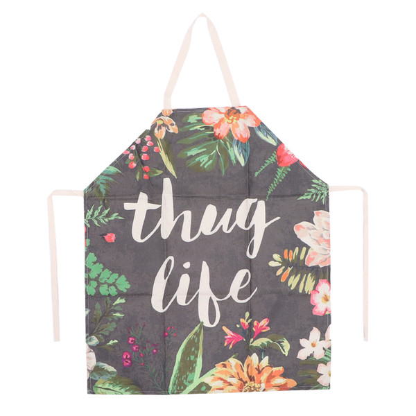 Nail Salon Apron Soft Linen Flower Pattern Antifouling Working Apron for Men Women