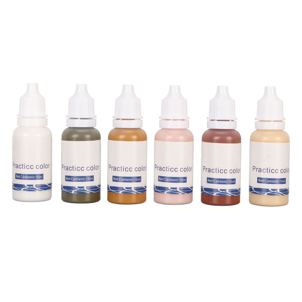 6 Colors Makeup Tattoo Ink Pigment Long Lasting Tattoo Practice Ink Set Eyebrows Eyes Lips Tattoo Ink Supply Practice Kit