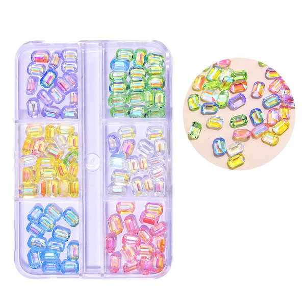 3D Nail  for Acrylic Nails 6 Grids 3D Nail Flowers Rhinestone Flower Love Heart Bows Octagon Nail Art Supplies Manicure DIY Nail Decorations