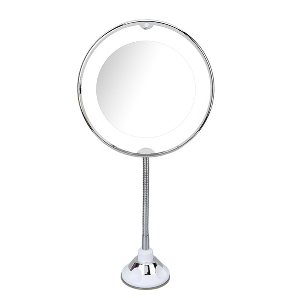 8 Inch Suction Cup Makeup Mirror 10X with LED White Light 10X Magnify Suction Cup Cosmetic Mirror for Make Up