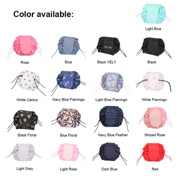 Floral Drawstring Makeup Bag Opens Flat Small Travel Cosmetic Bag Toiletry Bag Cute Aesthetic Makeup Organizer Bag