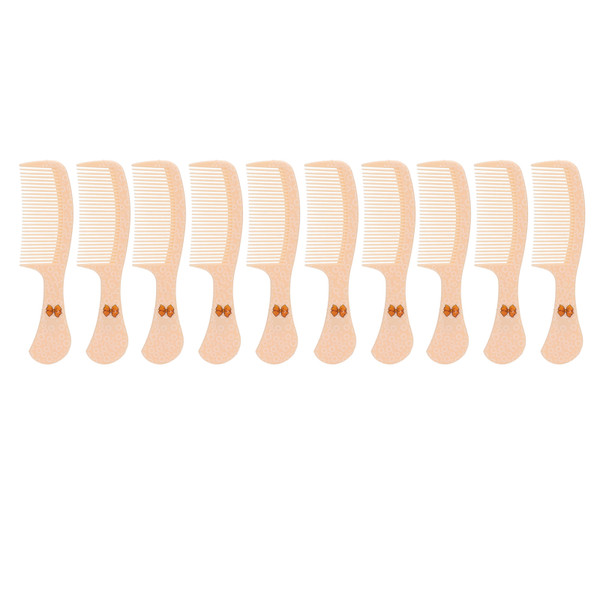 10Pcs Wide Tooth Comb Prevent Static Ergonomic Round Edge Portable Hair Styling Comb for Home Outdoor Beige