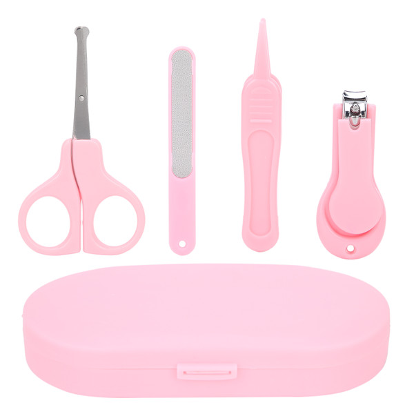 4Pcs Newborn Baby Baby Nail Care Kit Nail Clipper Tweezers Manicure Set for InfantPink