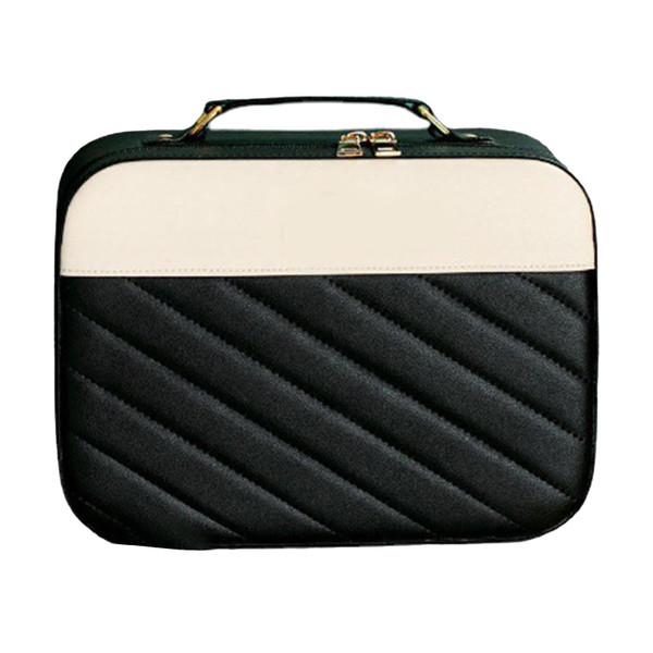 Makeup Case Large Capacity PU Leather Waterproof Portable Cosmetic Box for Travel Daily Use Pink