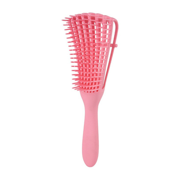 8 Row Detangler Brush Ergonomic Removable Universal Portable Detangling Massage Brush Hair Brush for Women Pink