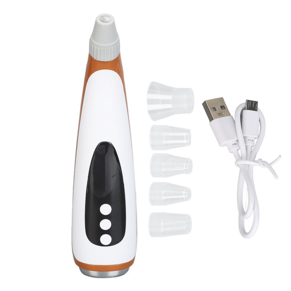 Electric Blackhead Remover Hot Compress 3 Color LED USB Rechargeable Facial Vacuum Pore Cleaner with 6 Suction Heads Rose Gold