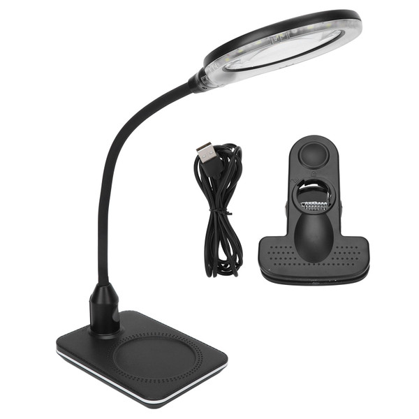 Magnifying Lamp 3X Primary 10X Secondary Clip On Soft LED USB Port Adjustable Gooseneck Magnifier with Light