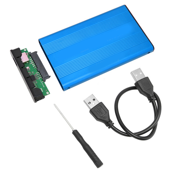 External Hard Drive Case USB 2.0 Interface to SATA 480Mbps Transfer Aluminum Alloy Material 2.5in External HDD CaseBlue  (Not Inclube Hard Disk)