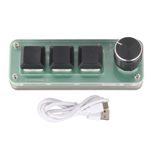 3 Key Small Keypad Multifunctional Shortcut RGB Backlight USB Mechanical Keyboard with Knob for DIY Programming Gaming