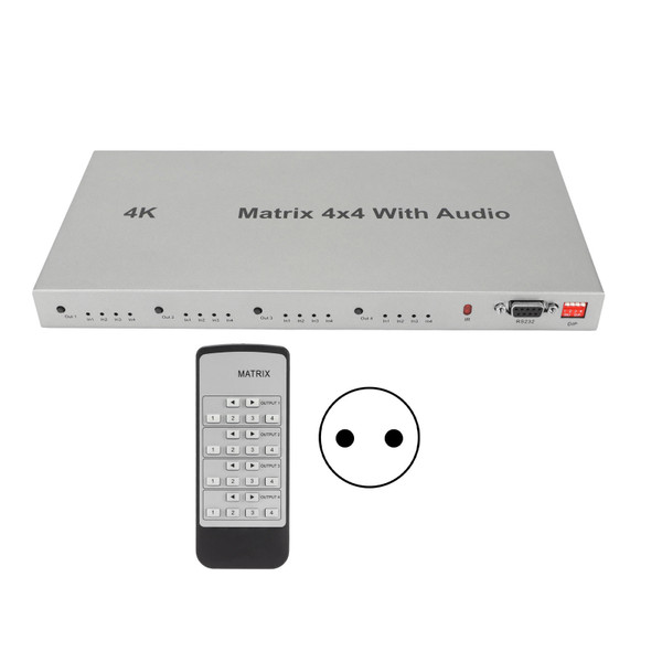 4x4 HD Multimedia Interface Switcher 4 in 4 Out Aluminium Alloy 4K HD Multimedia Interface Splicer with EDID and IR EU Plug