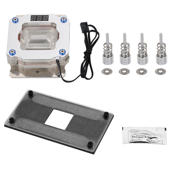 Computer CPU Water Cooling Block Waterblock with Temperature Display for AMD
