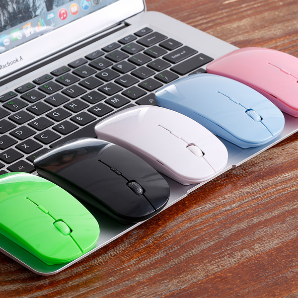 2.4G Wireless Mouse Portable Ultra-thin Mute Mouse 4 Keys Wireless Optical Mouse 1600DPI for   Desktop Computer Laptop Pink