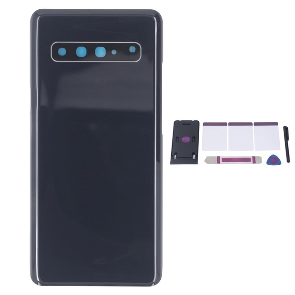 Phone Back Glass Cover Pre Installed Camera Lens Adhesive with Stylus Pen Repair Tool Phone Rear Door Cover Replacement for Galaxy S10 5G Black