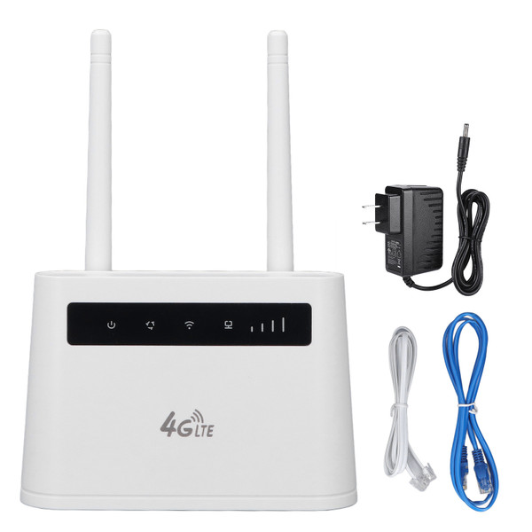 4G LTE Wireless Router with SIM Card Slot 300Mbps Unlocked Wireless Mobile WiFi Hotspot Router with Dual Antennas 100‑240V US Plug