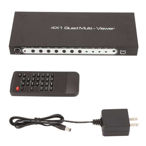 HD Multimedia Interface 4x1 Quad Multi Viewer 4 in 1 Out HD Multimedia Interface Switcher 100‑240V US Plug