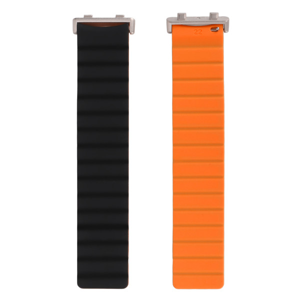 Silicone Magnetic Watch Bands Strap Wristband Replacement for OPPO Watch 2 (46mm) Black Orange