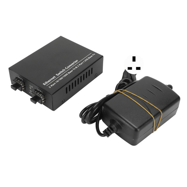 Fiber Transceiver Plug and Play Up to 120km SFP to RJ45 Fiber Media Converter with LED Indicators 100‑240V UK Plug