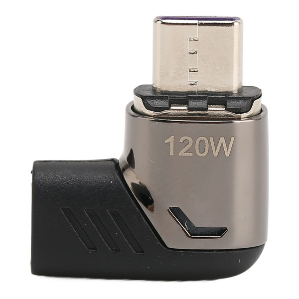 USB C Magnetic Adapter Right Angle with Light PD 120W Fast Charging 480Mbps Magnetic USB C Data Transfer for Laptop Black Gray