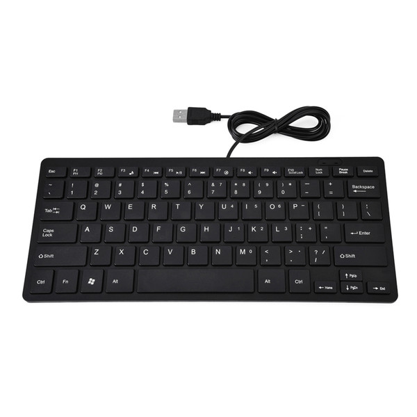 78 Keys Ultra Thin Mini USB Wired Keyboard for Desktop Computer Laptop PC (Black)