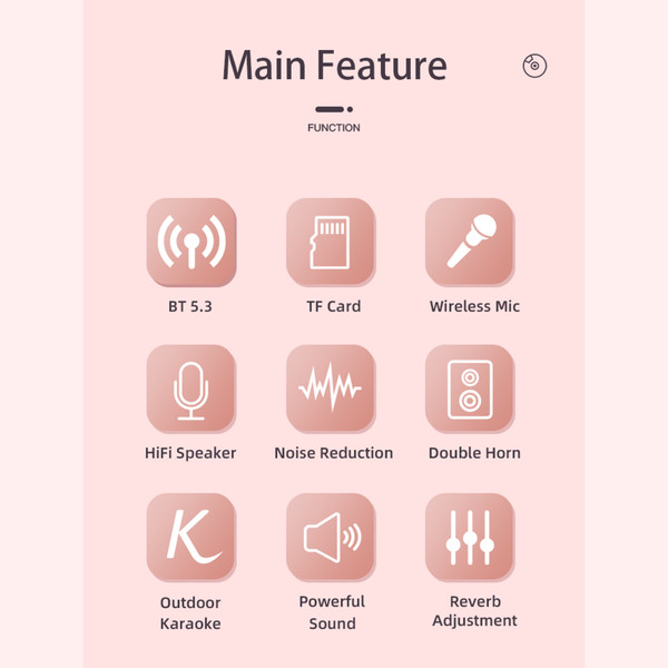 Mini BT Karaoke Machine Karaoke Speaker with Wireless Microphones Dazzling Color Light Effect for Adults & Kids Home Party