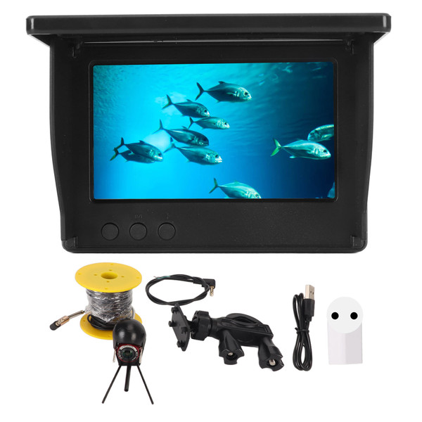 Fish Finder 4.3in IPS Screen 2000cd Fishing Camera 195° Wide Angle IP68 Waterproof for Outdoor 30m / 98.43ft EU Plug