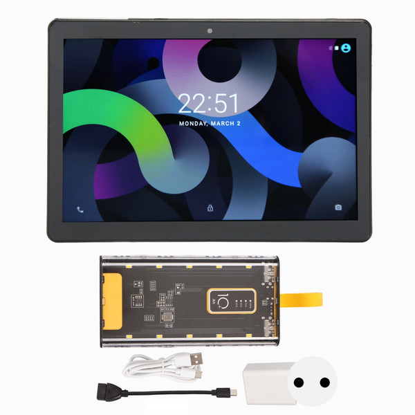 10.1 Inch Tablet 4GB RAM 64GB ROM Octa Core CPU 8MP 13MP Camera 5G WiFi 8800mAh Battery Office Tablet 100‑240V Blue EU Plug
