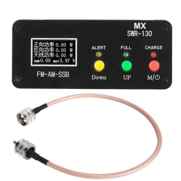 SWR Meter 1.8MHz‑50MHz PWR 0.5W‑120W Color Screen Display FM AM SSB Aluminum Alloy Standing Wave Ratio Meter