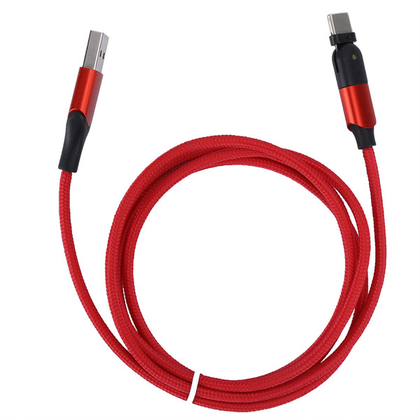 Micro USB Cable 180 Degree Rotate Typec Charging Cable for Samsung Xiaomi Huawei 1.2M(Red 1.2m 3.9ft)