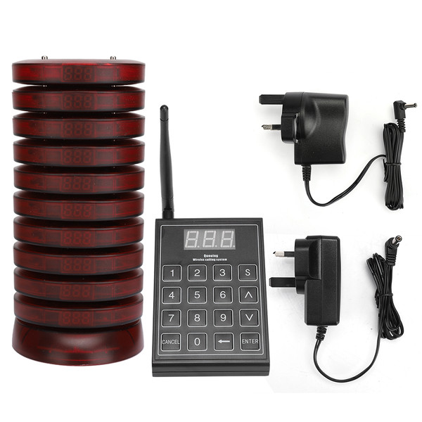 Restaurant Wireless Pager Calling System for 1 Keypad Sender 10 Receiver