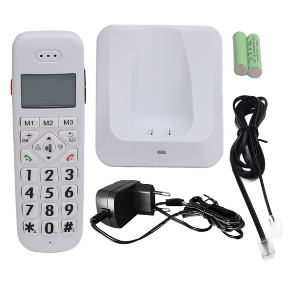 Cordless Phone Big Button Yellow Backlit Display Full Duplex Speakerphone Home Phone with Caller ID 100‑240V EU Plug