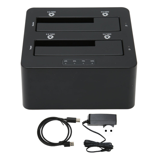 USB C 3.0 to SATA External Hard Drive Dock Support 16TB 5Gbps HDD SSD Cloner for Dual Bay 2.5 3.5 Inch SATA I II III SSD HDD EU Plug  (Not Inclube Hard Disk)