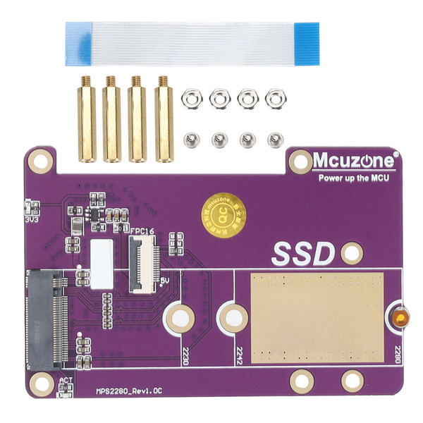 SSD Expansion Board for RPi 5 Support PCIE X1 and Gen3 PCIE to M.2 NVME SSD Expansion Board for 2280 SSD