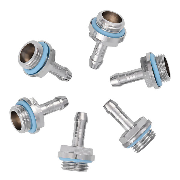 6 PCS PC Water Cooling TwoTouch Fitting G1/4 Thread Barb Connector for Tube 7.5mm