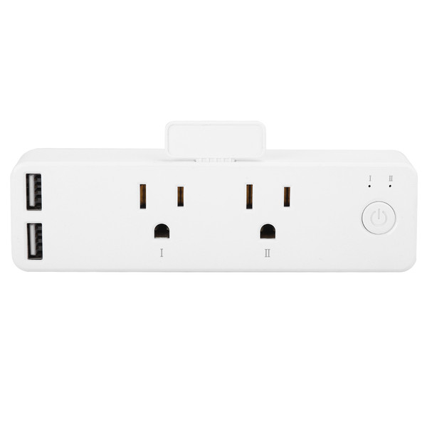 White  Countdown Timing Wifi Double USB Branch Control Voice Smart Socket for Tuya/Alexa