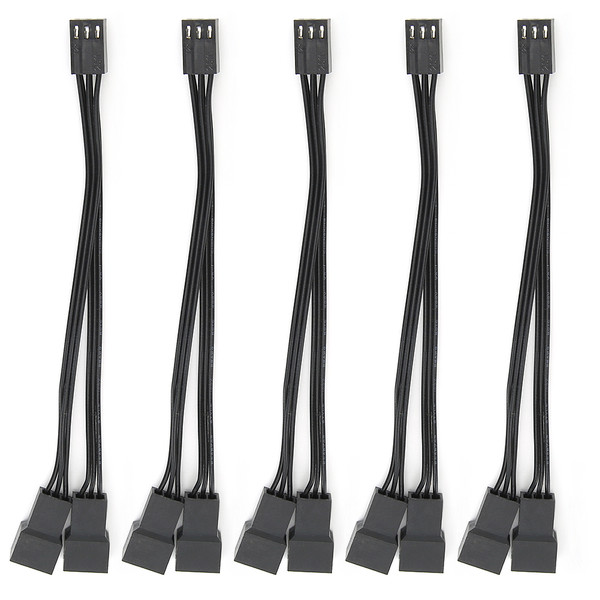 5pcs Fan Splitter Cable 1 to 2 Converter 3pin Fan Splitter Extension Power Cable
