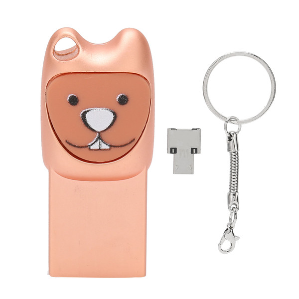 USB2.0 Flash Drive Cute Cartoon Portable Memory Stick with Adapter for Android Plug and PlayRose Gold 32G