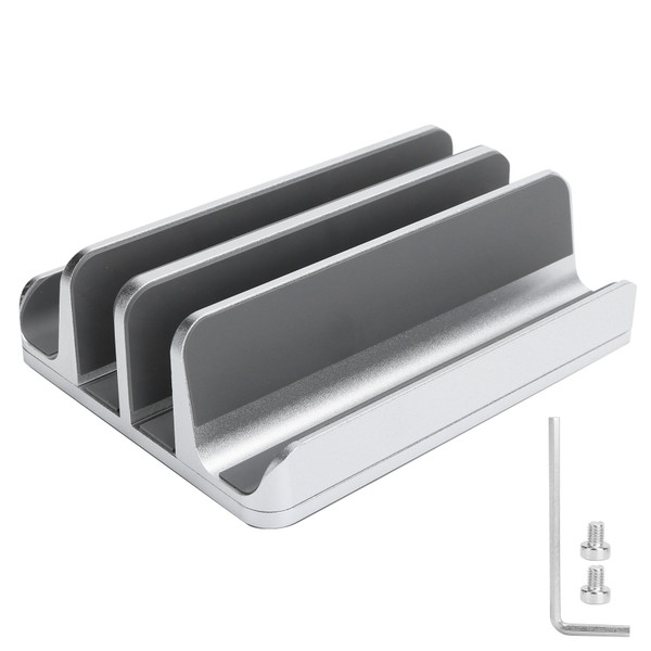 Laptop Organizer Aluminum Alloy Vertical Stand Adjustable Dual Slot for Notebook Computer Storage