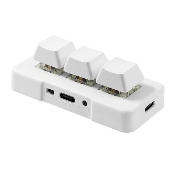 MK321-Pro 3-key Mini Customized Keyboard with Mechanical Blue Switch USB+2.4G+BT Connection for Office Game Multimedia White
