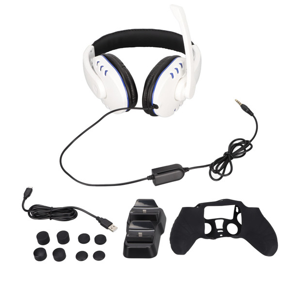 For PS5 Controller Accessories 12 in 1 Gaming Headset Dual Charging Station Protective Case Thumb Grip Covers for PS5