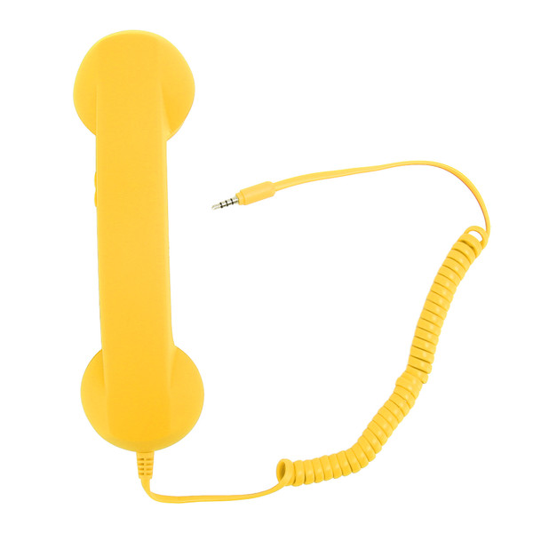 Retro Telephone Receiver Professional 3.5mm Plug Radiation Proof Wired Cellphone Handset for Smartphone PC Yellow