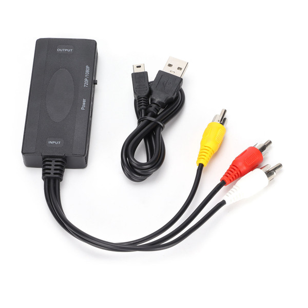 HighDefinition Converter Audio Video to HighDefinition Multimedia Interface CVBS Adapter for TV VHS VCR DVD(Black )