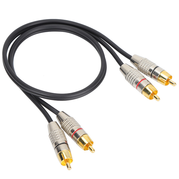 Audio Cable 2RCA Male to 2RCA Male Audio Cable with Aluminum Alloy Connector for Xbox 360Black 0.5m / 1.6ft