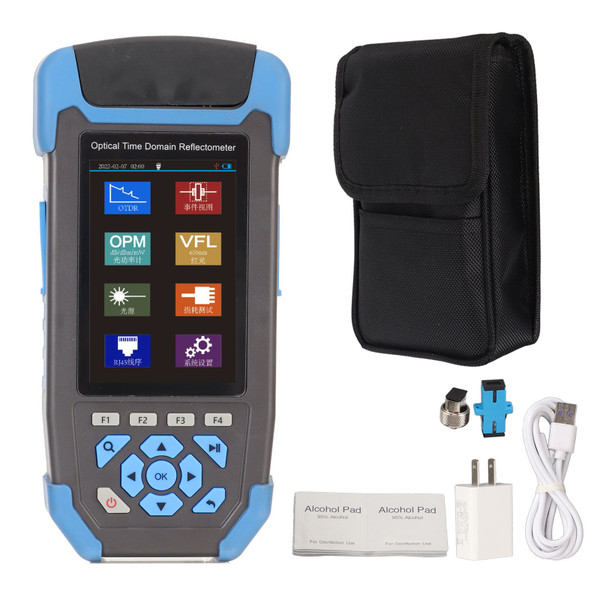 8 in 1 Fiber Optic Cable Tester with OTDR Event Maps Stable Light Source Optical Power Meter 24dB Connector with FC APC 100‑240V US Plug