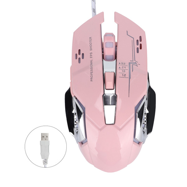 Wired Mouse 6‑Button USB Port Gaming Luminous Ergonomic Optical Computer AccessoriesPink